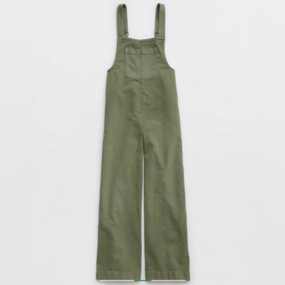 Aerie Olive Green Cotton Overalls Size L - Picture 3 of 16